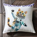 宇宙服 猫 かわいい 面白い クッションカバー 45×45cm アニマル柄 おしゃれ 可愛い クッション本体付き 正方形