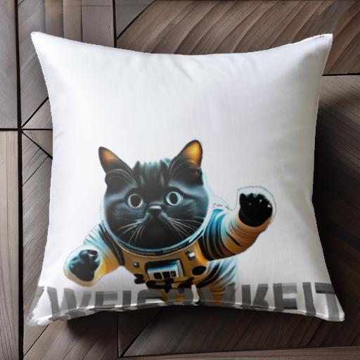 猫 宇宙服 宇宙 クッションカバー 45×45cm アニマル柄 おしゃれ 可愛い クッション本体付き 正方形
