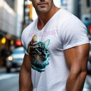 Tシャツ メンズ キッズ 犬ファン 半袖 春夏 プリント カジュアル かわいい 人間用 フィットネス ヘッドホン 猫 サングラス