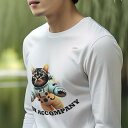 長袖Tシャツ 人間用 メンズ 秋春夏 プリント レジャー アウトドア カジュアル かわいい 猫 その他 宇宙服 面白い
