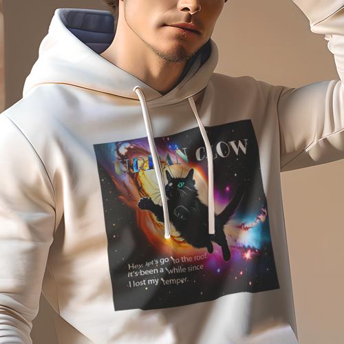 楽天フロントップ楽天市場店パーカー メンズ 秋春夏 プリント フード付き ポケット無し カジュアル かわいい 人間用 猫 宇宙 炎
