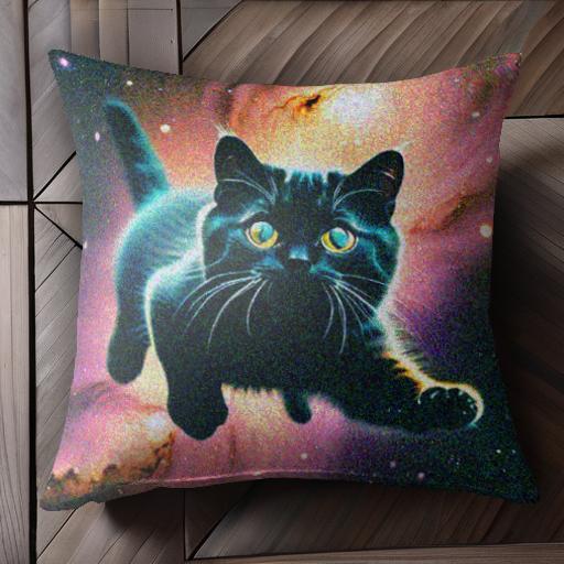 宇宙 ネコ 銀河 星 ファンタジー クッションカバー 45×45cm アニマル柄 おしゃれ 可愛い クッション本体付き 正方形 宇宙 ネコ 銀河 星 ファンタジー クッションカバー 45×45cm アニマル柄 おしゃれ 可愛い クッション本体付き 正方形