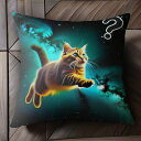 猫 宇宙 クッションカバー 45×45cm アニマル柄 おしゃれ 可愛い クッション本体付き 正方形