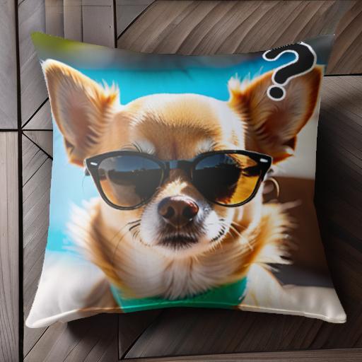 サングラス チワワ プール クッションカバー 45×45cm アニマル柄 おしゃれ 可愛い クッション本体付き 正方形