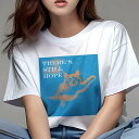 Tシャツ レディース 犬ファン 半袖 春夏 プリント カジュアル かわいい 人間用 フィットネス 猫 希望 青 アート(4)