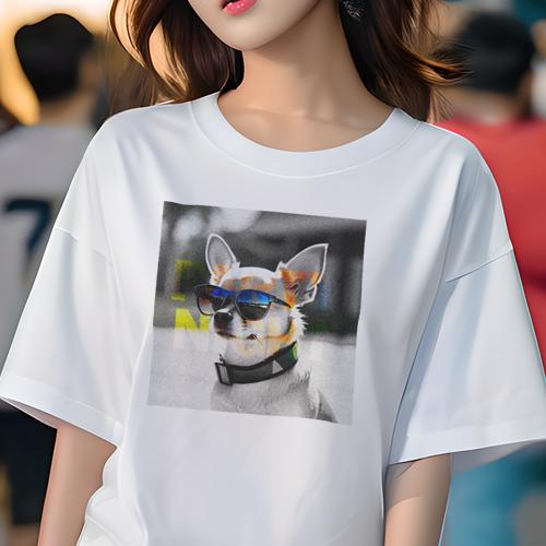 Tシャツ レディース 犬ファン 半袖 春夏 プリント カジュアル かわいい 人間用 フィットネス サングラス チワワ テキスト Tシャツ レディース 犬ファン 半袖 春夏 プリント カジュアル かわいい 人間用 フィットネス サングラス チワワ テキスト
