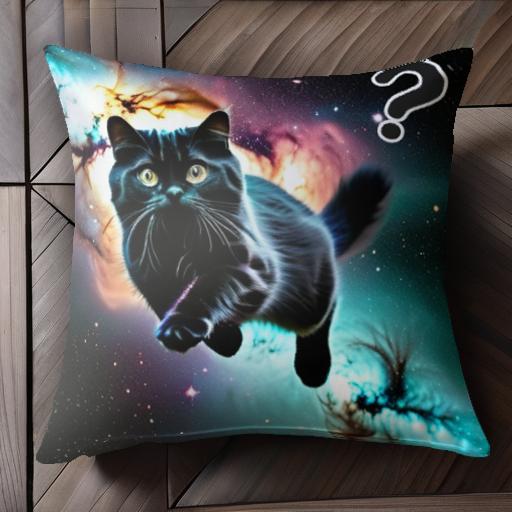 宇宙 猫 星雲 輝き クッションカバー 45×45cm アニマル柄 おしゃれ 可愛い クッション本体付き 正方形