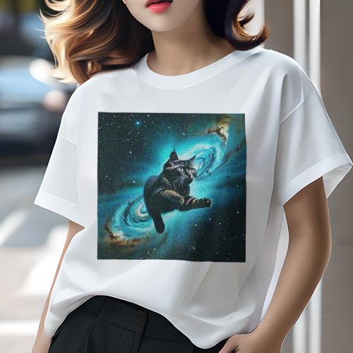 Tシャツ レディース 犬ファン 半袖 春夏 プリント カジュアル かわいい 人間用 フィットネス 猫 宇宙 銀河 星 SF Tシャツ レディース 犬ファン 半袖 春夏 プリント カジュアル かわいい 人間用 フィットネス 猫 宇宙 銀河 星 SF