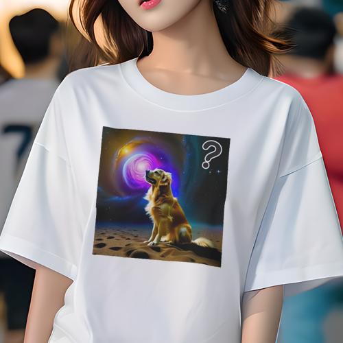 Tシャツ レディース 犬ファン 半袖 春夏 プリント カジュアル かわいい 人間用 フィットネス 宇宙 ゴールデンレトリバー 砂浜 渦巻き 質問 Tシャツ レディース 犬ファン 半袖 春夏 プリント カジュアル かわいい 人間用 フィットネス 宇宙 ゴールデンレトリバー 砂浜 渦巻き 質問