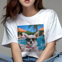 Tシャツ レディース 犬ファン 半袖 春夏 プリント カジュアル かわいい 人間用 フィットネス サングラス チワワ プール 日傘 木 犬の首輪
