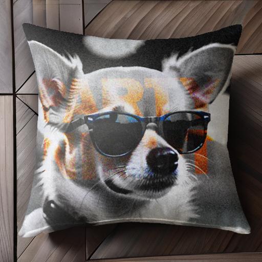 サングラス チワワ パーティー 夜 クッションカバー 45×45cm アニマル柄 おしゃれ 可愛い クッション本..