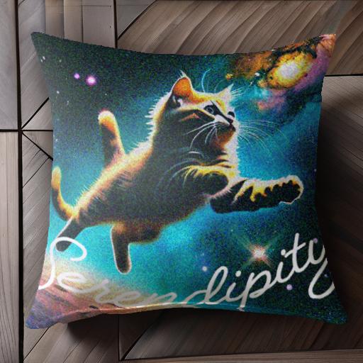 猫 宇宙 星 銀河 サイケデリック クッションカバー 45×45cm アニマル柄 おしゃれ 可愛い クッション本体付き 正方形