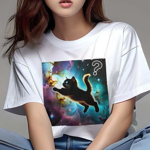 Tシャツ レディース 犬ファン 半袖 春夏 プリント カジュアル かわいい 人間用 フィットネス 宇宙 猫 銀河 星 問い Tシャツ レディース 犬ファン 半袖 春夏 プリント カジュアル かわいい 人間用 フィットネス 宇宙 猫 銀河 星 問い