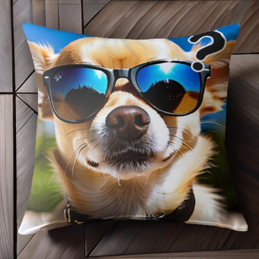 サングラス チワワ クエスチョンマーク 夏 太陽 クッションカバー 45×45cm アニマル柄 おしゃれ 可愛い クッション本体付き 正方形 サングラス チワワ クエスチョンマーク 夏 太陽 クッションカバー 45×45cm アニマル柄 おしゃれ 可愛い クッション本体付き 正方形