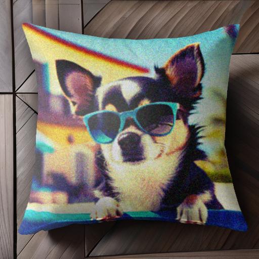 サングラス チワワ 建物 青空 夏 クッションカバー 45×45cm アニマル柄 おしゃれ 可愛い クッション本..