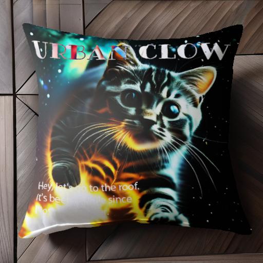 猫 宇宙 光 テキスト クッションカバー 45×45cm アニマル柄 おしゃれ 可愛い クッション本体付き 正方形