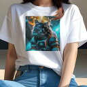 Tシャツ レディース 犬ファン 半袖 春夏 プリント カジュアル かわいい 人間用 フィットネス 宇宙 その他 猫 宇宙服 惑星 SF(4)