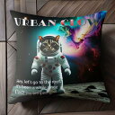 宇宙服 ネコ 宇宙 楽しい 面白い クッションカバー 45×45cm アニマル柄 おしゃれ 可愛い クッション本体付き 正方形