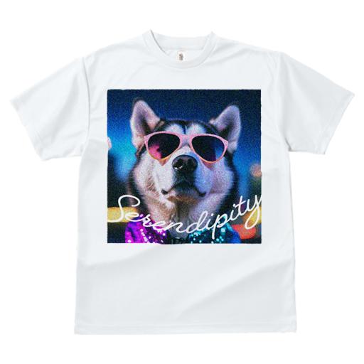 Tシャツ レディース 犬ファン 半袖 春夏 プリント カジュアル かわいい 人間用 フィットネス サングラス シベリアンハスキー 夜景