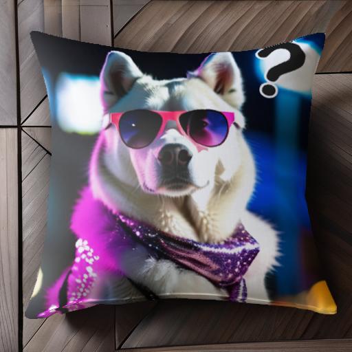 サングラス ハスキー スカーフ 夜 クッションカバー 45×45cm アニマル柄 おしゃれ 可愛い クッション本体付き 正方形