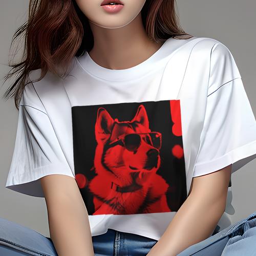 Tシャツ レディース 犬ファン 半袖 春夏 プリント カジュアル かわいい 人間用 フィットネス サングラス シベリアンハスキー Tシャツ レディース 犬ファン 半袖 春夏 プリント カジュアル かわいい 人間用 フィットネス サングラス シベリアンハスキー