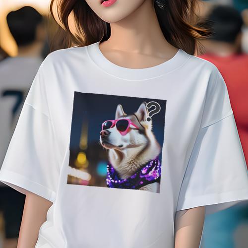 Tシャツ レディース 犬ファン 半袖 春夏 プリント カジュアル かわいい 人間用 フィットネス サングラ..