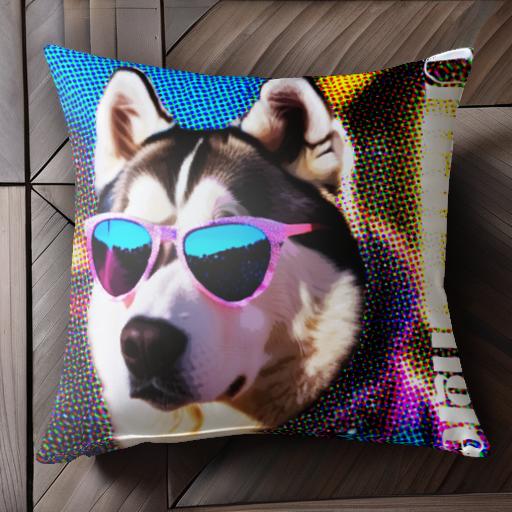 サングラス シベリアンハスキー ポップアート アーバンジャングル クッションカバー 45×45cm アニマル..