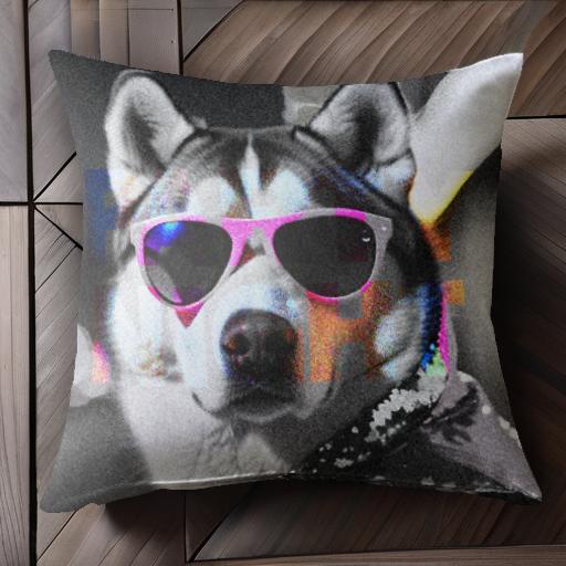 サングラス シベリアンハスキー 楽しそう ユニーク パーティ クッションカバー 45×45cm アニマル柄 お..
