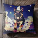 魔法の帽子 ジャーマンシェパード ハート 星空 スカート クッションカバー 45×45cm アニマル柄 おしゃれ 可愛い クッション本体付き 正方形
