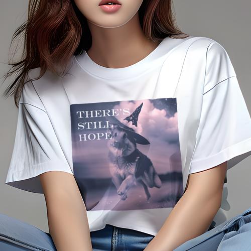 Tシャツ レディース 犬ファン 半袖 春夏 プリント カジュアル かわいい 人間用 フィットネス 帽子 ジャーマンシェパードドッグ 魔法使い ファンタジー 夜空(4)