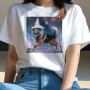 Tシャツ レディース 犬ファン 半袖 春夏 プリント カジュアル かわいい 人間用 フィットネス 魔法の帽子 ジャーマンシェパード 星 雲(4)
