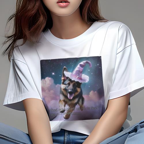 Tシャツ レディース 犬ファン 半袖 春夏 プリント カジュアル かわいい 人間用 フィットネス 魔法の帽..