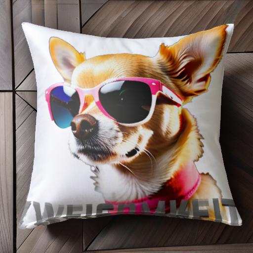 サングラス チワワ スカーフ ドイツ語の文字 クッションカバー 45×45cm アニマル柄 おしゃれ 可愛い ク..