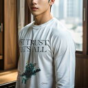長袖Tシャツ 人間用 メンズ 秋春夏 プリント レジャー アウトドア カジュアル かわいい 猫 その他 ジャンプ 信頼 イラスト