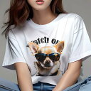 Tシャツ レディース 犬ファン 半袖 春夏 プリント カジュアル かわいい 人間用 フィットネス サングラス チワワ 文字