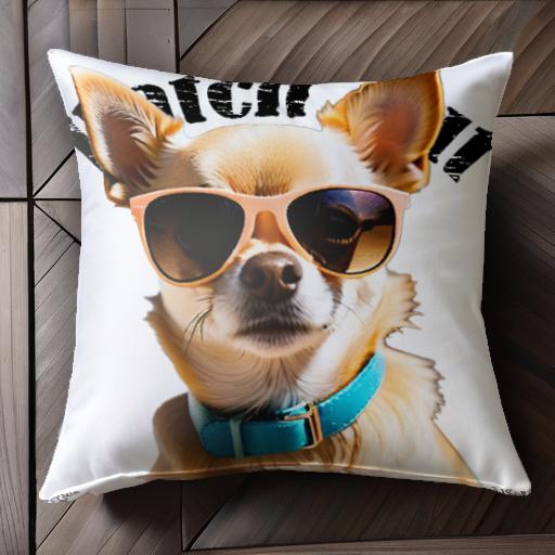 サングラス チワワ 青い首輪 テキスト クッションカバー 45×45cm アニマル柄 おしゃれ 可愛い クッショ..