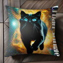 猫 アーバン ジャングル ブルーアイズ ポップアート クッションカバー 45×45cm アニマル柄 おしゃれ 可愛い クッション本体付き 正方形