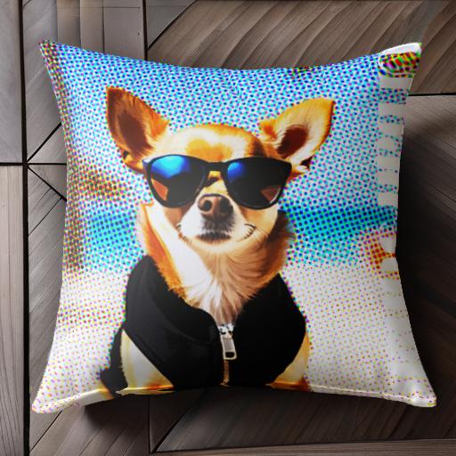 サングラス チワワ ジャケット ビーチ クッションカバー 45×45cm アニマル柄 おしゃれ 可愛い クッショ..