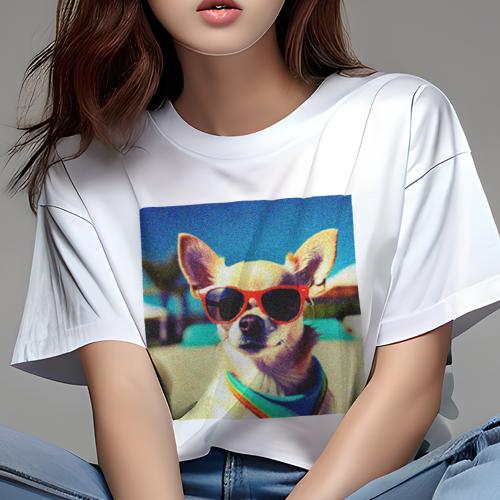 Tシャツ レディース 犬ファン 半袖 春夏 プリント カジュアル かわいい 人間用 フィットネス サングラス チワワ バンダナ ビーチ 夏 Tシャツ レディース 犬ファン 半袖 春夏 プリント カジュアル かわいい 人間用 フィットネス サングラス チワワ バンダナ ビーチ 夏