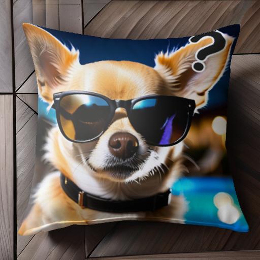 サングラス チワワ プール 夜 クッションカバー 45×45cm アニマル柄 おしゃれ 可愛い クッション本体付..