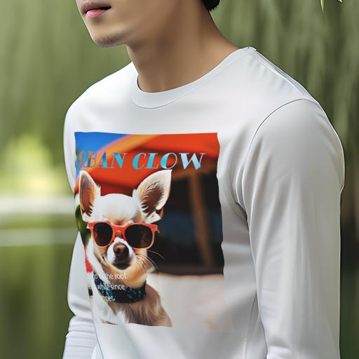 長袖Tシャツ 人間用 メンズ 秋春夏 プリント レジャー アウトドア カジュアル かわいい サングラス チワワ ビーチ 太陽 リラックス アーバン