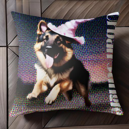 ハロウィン ジャーマンシェパードドッグ 帽子 ピクセルアート クッションカバー 45×45cm アニマル柄 お..