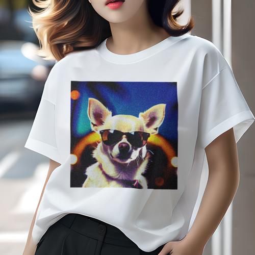Tシャツ レディース 犬ファン 半袖 春夏 プリント カジュアル かわいい 人間用 フィットネス サングラス チワワ 夜景 カラフル Tシャツ レディース 犬ファン 半袖 春夏 プリント カジュアル かわいい 人間用 フィットネス サングラス チワワ 夜景 カラフル