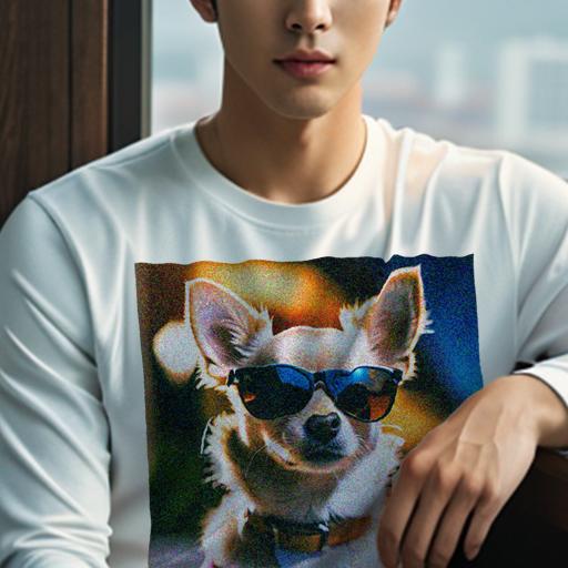 長袖Tシャツ 人間用 メンズ 秋春夏 プリント レジャー アウトドア カジュアル かわいい サングラス チワワ 夜景
