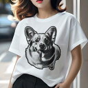 Tシャツ レディース 犬ファン 半袖 春夏 プリント カジュアル かわいい 人間用 フィットネス 笑顔 ウェルシュコーギー カワイイ 幸せ ペット(4)