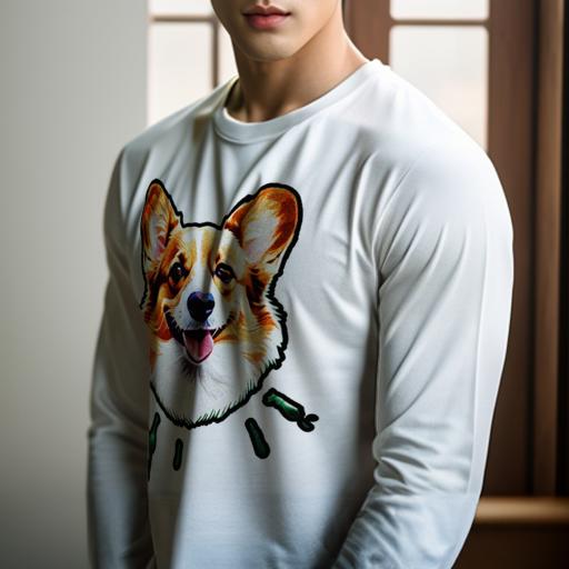 長袖Tシャツ 人間用 メンズ 秋春夏 プリント レジャー アウトドア カジュアル かわいい 笑顔 コーギー ペット 動物