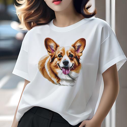 Tシャツ レディース 犬ファン 半袖 春夏 プリント カジュアル かわいい 人間用 フィットネス アート コーギー イラスト