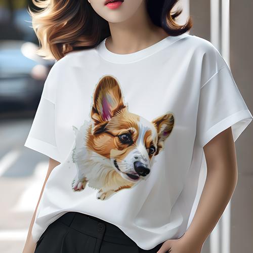 Tシャツ レディース 犬ファン 半袖 春夏 プリント カジュアル かわいい 人間用 フィットネス カラフル コーギー イラスト 元気 楽しい Tシャツ レディース 犬ファン 半袖 春夏 プリント カジュアル かわいい 人間用 フィットネス カラフル コーギー イラスト 元気 楽しい