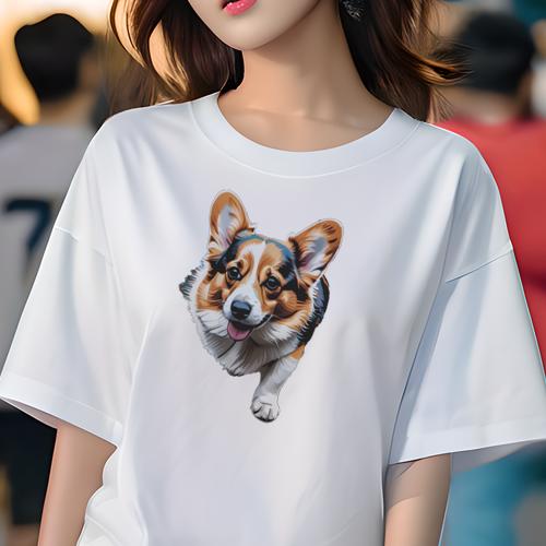 Tシャツ レディース 犬ファン 半袖 春夏 プリント カジュアル かわいい 人間用 フィットネス コーギー