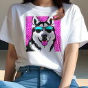 Tシャツ レディース 犬ファン 半袖 春夏 プリント カジュアル かわいい 人間用 フィットネス クッションカバー 45×45cm アニマル柄 おしゃれ 可愛い クッション本体付き(4)